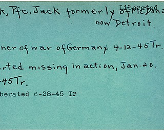World War II, Vindicator, Jack Leck, McDonald, Detroit, missing, prisoner, Germany, liberated, 1945, Trumbull