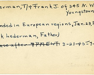 World War II, Vindicator, Frank J. Lederman, Youngstown, wounded, Europe, France, 1945, Mahoning, Trumbull, Frank Lederman