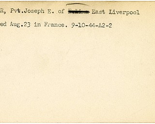 World War II, Vindicator, Joseph E. Leeper, East Liverpool, wounded, France, 1944