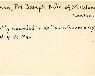 World War II, Vindicator, Joseph R. Leeson Jr., Leetonia, wounded, Germany, 1945, Mahoning