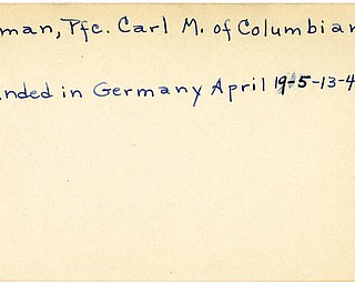 World War II, Vindicator, Carl M. Lehman, Columbiana, wounded, Germany, 1945, Trumbull