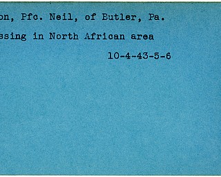 World War II, Vindicator, Neil Leon, Butler, Pennsylvania, missing, North Africa, 1943