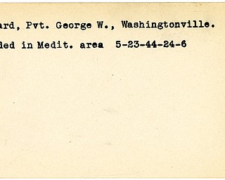 World War II, Vindicator, George W. Leonard, Washingtonville, wounded, Mediterranean, 1944