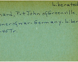 World War II, Vindicator, John Leonard, Greenville, prisoner, Germany, Liberated, 1945, Trumbull
