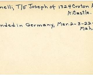 World War II, Vindicator, Joseph Leonelli, New Castle, wounded, Germany, 1945, Mahoning, Trumbull