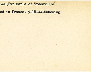 World War II, Vindicator, Merle Leskovac, Greenville, wounded, France, 1944, Mahoning