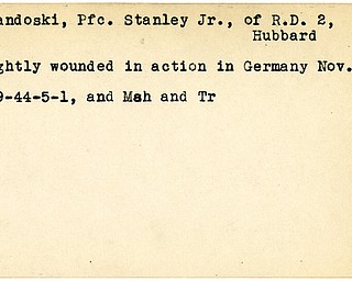 World War II, Vindicator, Stanley Levandoski Jr, Hubbard, wounded, Germany, 1944, Mahoning, Trumbull