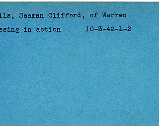 World War II, Vindicator, Clifford Mills, Warren, missing, 1942