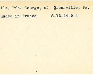 World War II, Vindicator, George Mills, Greenville, Pennsylvania, wounded, France, 1944