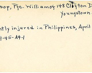 World War II, Vindicator, William Millsop, Youngstown, injured, wounded, Philippines, 1945
