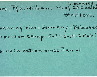 World War II, Vindicator, William W. Milnes, Struthers, missing, prisoner, Germany, released, liberated, 1945, Mahoning, Trumbull