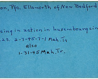 World War II, Vindicator, Ellsworth Milton, New Bedford, Pennsylvania, missing, Luxembourg, 1945, Mahoning, Trumbull