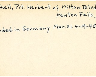 World War II, Vindicator, Herbert Mitchell, Newton Falls, wounded, Germany, 1945, Mahoning, Trumbull