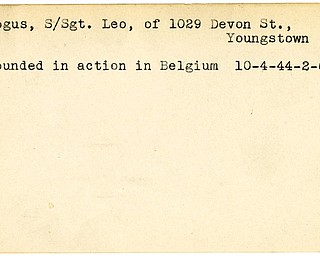 World War II, Vindicator, Leo Mogus, Youngstown, wounded, Belgium, 1944