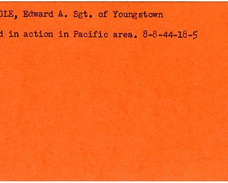 World War II, Vindicator, Edward A. Moneagle, Youngstown, killed, Pacific, 1944