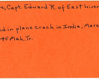 World War II, Vindicator, Edward R. Moore, East Liverpool, killed, plane crash, India, 1945, Mahoning, Trumbull