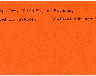 World War II, Vindicator, Ellis W. Moore, Ravenna, killed, France, 1944, Mahoning, Trumbull