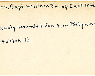 World War II, Vindicator, William Moore Jr., East Liverpool, wounded, Belgium, 1945, Mahoning, Trumbull