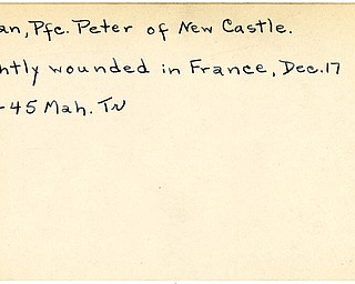 World War II, Vindicator, Peter Moran, New Castle, wounded, France, 1945, Mahoning, Trumbull