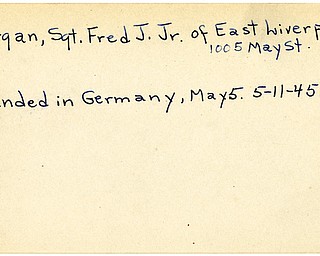 World War II, Vindicator, Fred J. Morgan Jr., East Liverpool, wounded, Germany, 1945, Mahoning