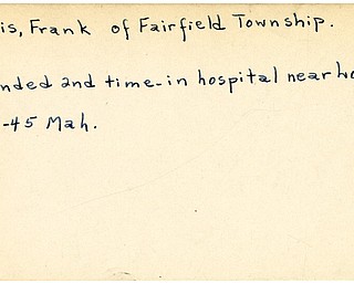 World War II, Vindicator, Frank Morris, Fairfield Township, wounded second time, hospital, London, 1945, Mahoning