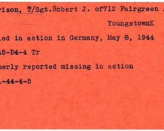 World War II, Vindicator, Robert J. Morrison, Youngstown, missing, 1944, killed, Germany, 1945, Trumbull