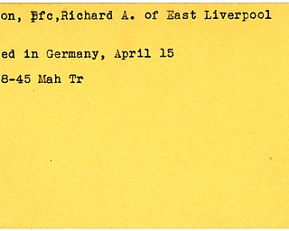 World War II, Vindicator, Richard A. Morton, East Liverpool, killed, Germany, 1945, Mahoning, Trumbull