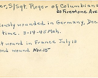 World War II, Vindicator, Roger Moser, Columbiana, wounded, France, wounded second time, wounded third time, Germany, 1945