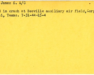 World War II, Vindicator, James S. Moses, killed, Beeville auxiliary air field, Corpus Christi, Texas, 1944