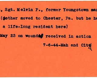 World War II, Vindicator, Melvin P. Moss, Youngstown, Chester, Pennsylvania, wounded, died of wounds, killed, 1944, Mahoning, City