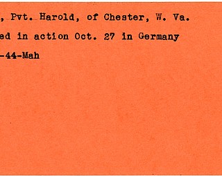World War II, Vindicator, Harold Mull, Chester, West Virginia, killed, Germany, 1944, Mahoning