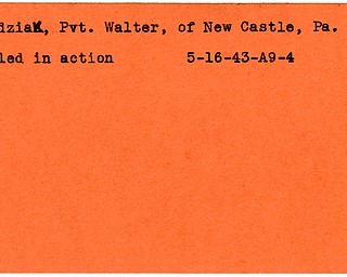 World War II, Vindicator, Walter Mundziak, New Castle, Pennsylvania, killed, 1943
