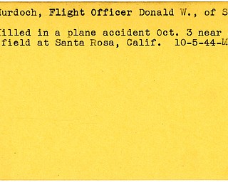 World War II, Vindicator, Donald W. Murdoch, Salem, killed, plane accident, near army field, Santa Rosa, California, 1944, Mahoning