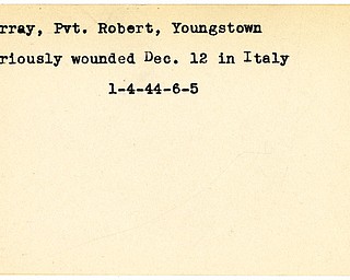 World War II, Vindicator, Robert Murray, Youngstown, wounded, Italy, 1944