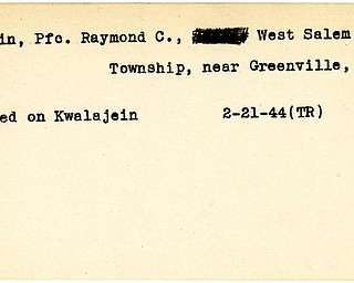World War II, Vindicator, Raymond C. Murrin, West Salem Township, Greenville, Pennsylvania, wounded, Kwalajein, 1944, Trumbull