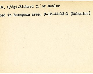 World War II, Vindicator, Richard C. Murrin, Butler, wounded, Europe, 1944, Mahoning