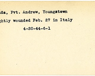 World War II, Vindicator, Andrew Murzda, Youngstown, wounded, Italy, 1944