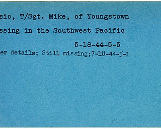 World War II, Vindicator, Mike Music, Youngstown, missing, Southwest Pacific, 1944