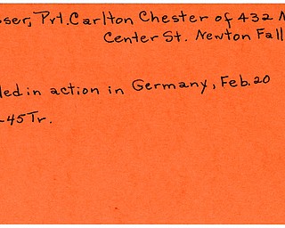 World War II, Vindicator, Carlton Musser, Newton Falls, killed, Germany, 1945, Trumbull