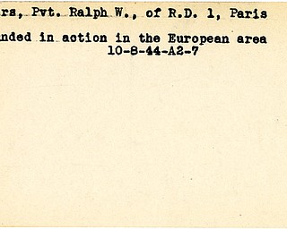 World War II, Vindicator, Ralph W. Myers, Paris, wounded, Europe, 1944