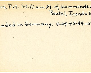 World War II, Vindicator, William M. Myers, Hammondsville, Irondale, wounded, Germany, 1945, Trumbull