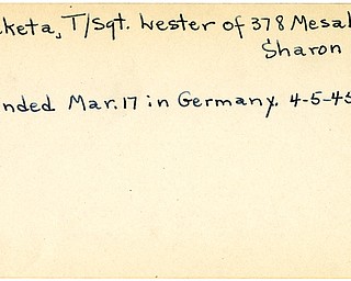 World War II, Vindicator, Lester Racketa, Sharon, wounded, Germany, 1945, Trumbull