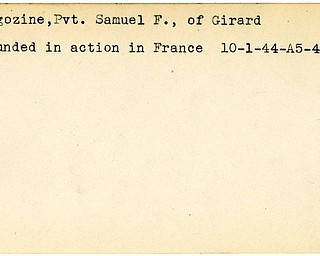 World War II, Vindicator, Samuel F. Ragozine, Girard, wounded, France, 1944