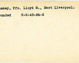 World War II, Vindicator, Lloyd R. Ramsey, East Liverpool, wounded, 1943