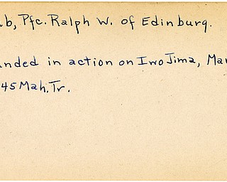 World War II, Vindicator, Ralph W. Raub, Edinburg, wounded, Iwo Jima, 1945, Mahoning, Trumbull