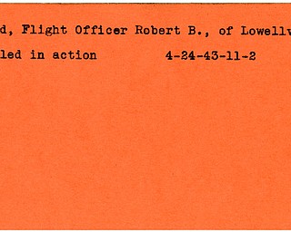 World War II, Vindicator, Robert B. Reed, Lowelville, killed, 1943