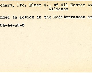 World War II, Vindicator, Elmer H. Reichard, Alliance, wounded, Mediterranean, 1944
