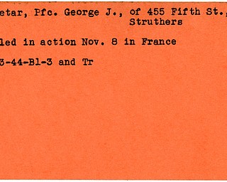 World War II, Vindicator, George J. Resetar, Struthers, killed, France, 1944, Trumbull