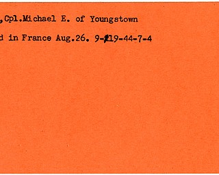 World War II, Vindicator, Michael E. Reves, Youngstown, killed, France, 1944