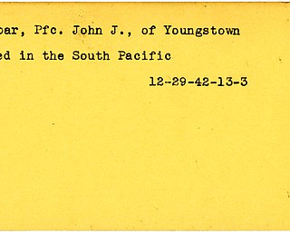 World War II, Vindicator, John J. Ribar, Youngstown, died, South Pacific, 1942